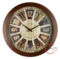 ساعت دیواری لوتوس چوبی با صفحه برجسته