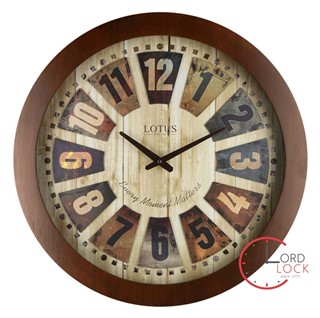 ساعت دیواری لوتوس چوبی با صفحه برجسته